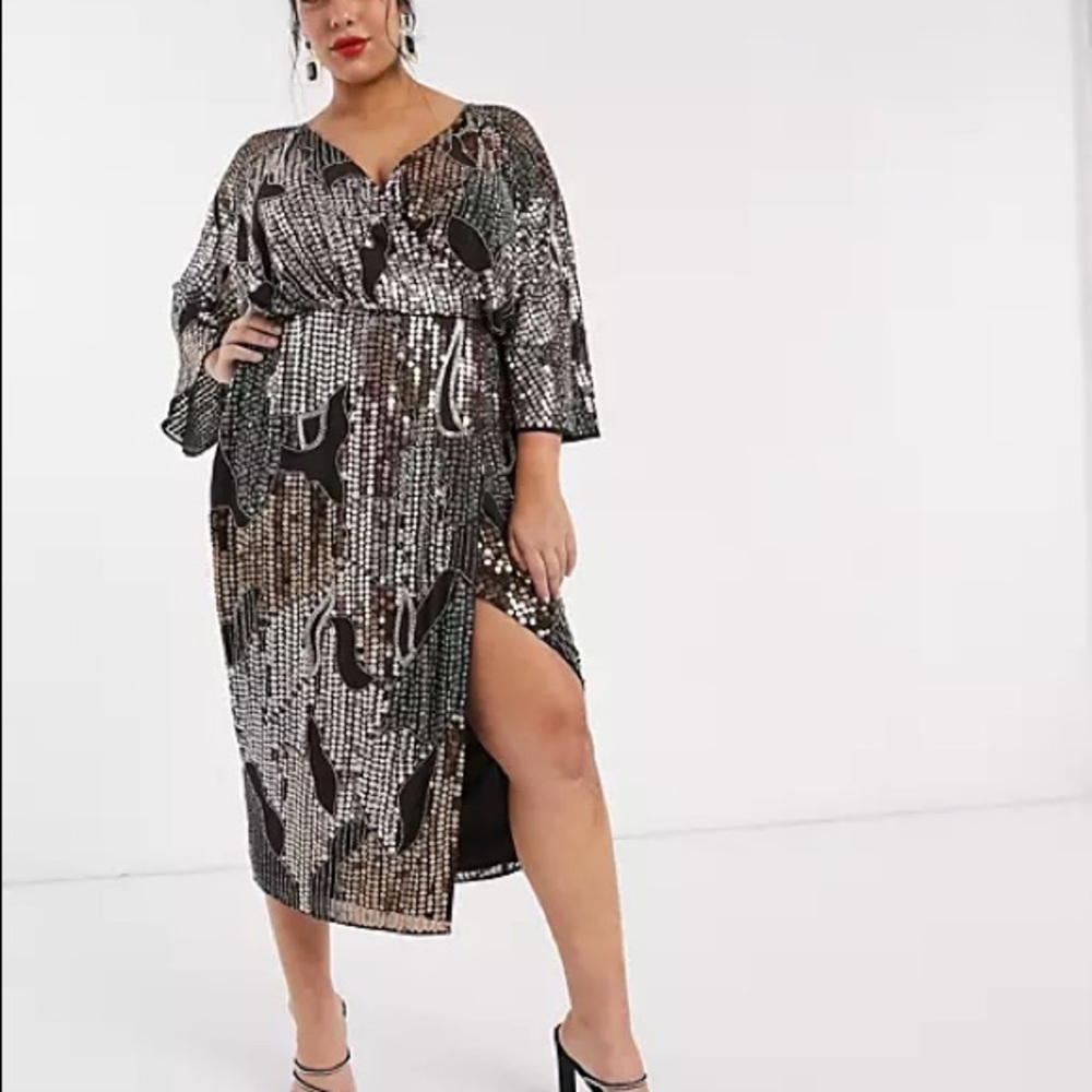Asos Curve Pearl & Sequin Midi Dress